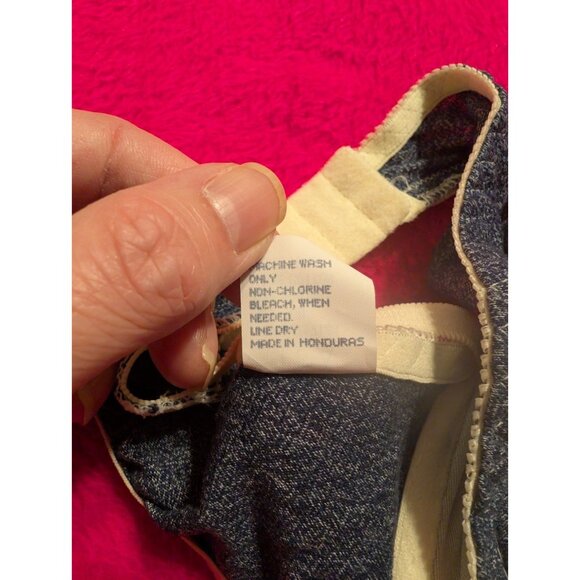 Vintage LCA Denim Bra 36B Style 717164 Blue Cotton Lace Trim Decorative Buttons - Picture 8 of 8